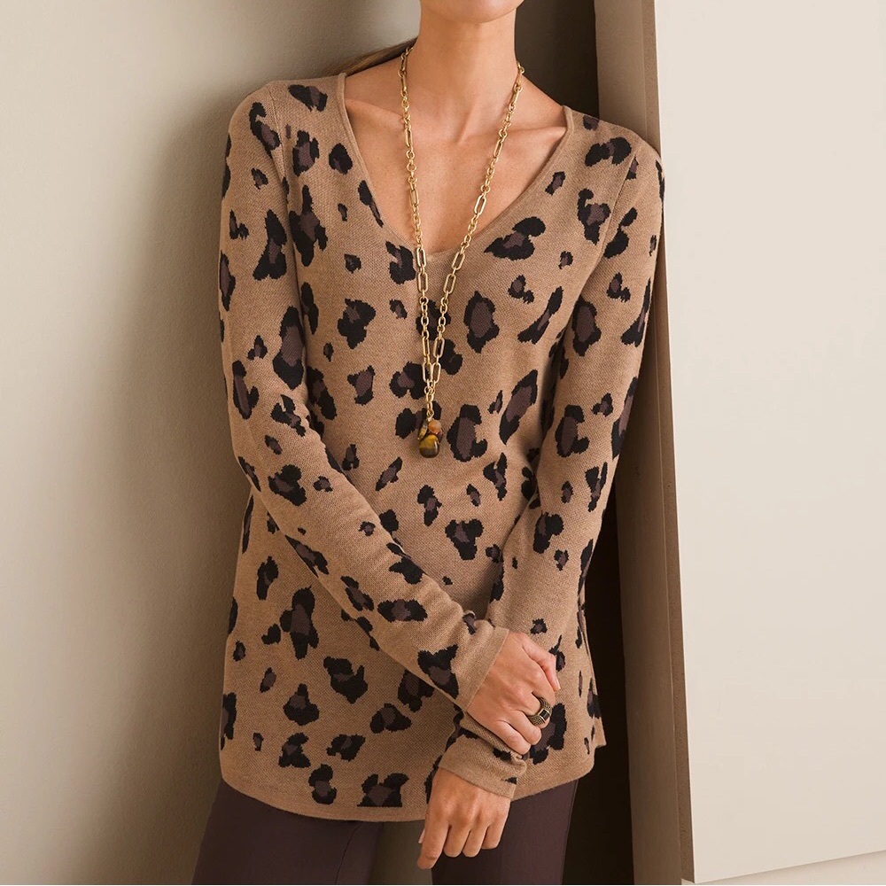 Chico’s Leopard V-Neck Sweater
